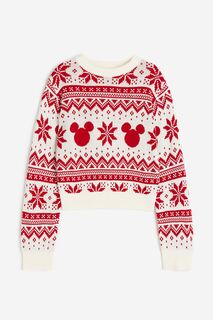 Джемпер H&amp;M Disney Lilo &amp; Stitch Jacquard-knit, белый/красный H&M