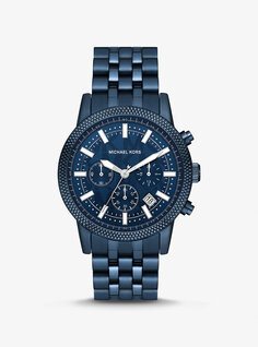 Крупногабаритные часы Hutton темно-синего цвета Michael Kors, синий