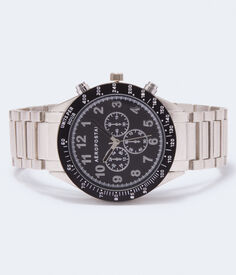 Круглые металлические аналоговые часы с хронографом Aeropostale, серебро