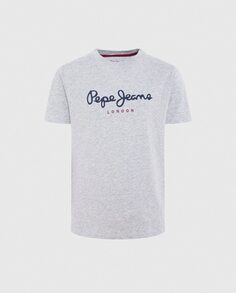 Футболка для мальчика с короткими рукавами и принтом логотипа Pepe Jeans, серый