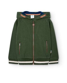 Куртка для мальчика с капюшоном и застежкой-молнией Boboli, темно-зеленый