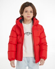 Стеганое пальто для мальчика с капюшоном Tommy Hilfiger, красный