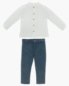 Комплект для мальчика из рубашки со звездами и вельветовых брюк синего цвета Martín Aranda, синий