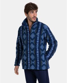 Короткий мужской халат на молнии синего цвета Massana, синий