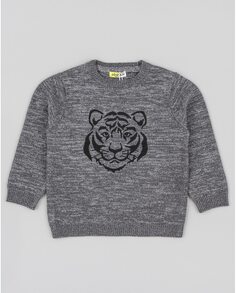 Серый свитер для мальчика с тигровым принтом спереди Losan, серый