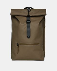 Рюкзак-рюкзак Rolltop темно-коричневого водостойкого цвета Rains, темно коричневый