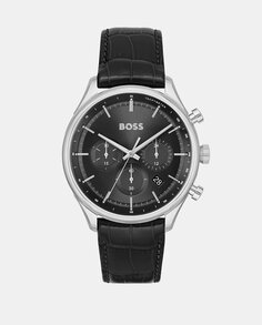 Gregor 1514049 черные кожаные мужские часы с хронографом Boss, черный