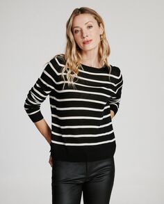 Женский полосатый свитер с длинными рукавами и круглым вырезом Vero Moda, черный