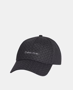Черная кепка из органического хлопка с монограммным принтом Calvin Klein, черный