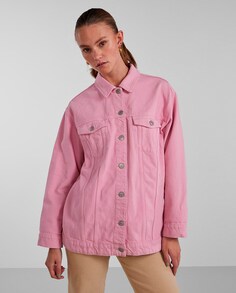 Женская джинсовая куртка оверсайз на пуговицах Pieces, светло-розовый
