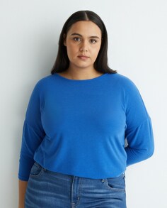 Женская асимметричная футболка с рукавом 3/4 Only Carmakoma, синий