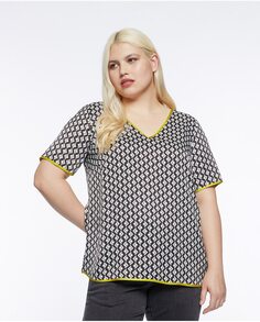 Женская блузка с коротким рукавом с геометрическим принтом Fiorella Rubino, черный