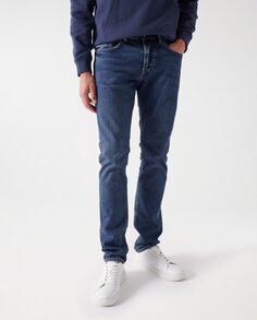 Узкие мужские джинсы темно-синего цвета Salsa Jeans, синий