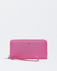 Большой женский кошелек на молнии и с ручкой розового цвета Parfois, розовый