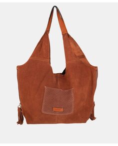 Большая коричневая кожаная сумка через плечо с магнитной застежкой Volum, коричневый