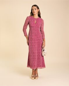 Платье миди с принтом и длинными рукавами The-Are, фиолетовый