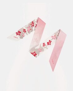 Розовый шелковый шарф-бандо с принтом Furla, фуксия