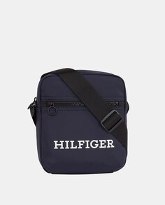 Темно-синяя сумка через плечо из переработанного полиэстера с логотипом Hilfiger спереди Tommy Hilfiger, темно-синий