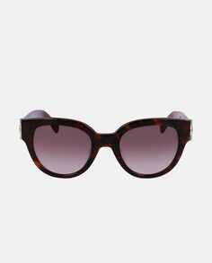 Коричневые женские солнцезащитные очки в круглой черепаховой оправе Longchamp, коричневый