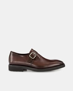 Мужские кожаные туфли Bluchers с гладким верхом и пряжкой Luis Gonzalo, коричневый