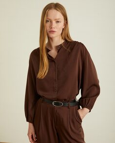 Женская рубашка из струящегося атласа Yerse, коричневый
