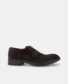 Мужские туфли на шнуровке из гладкой кожи темно-коричневого цвета на резиновой подошве Luis Gonzalo, темно коричневый