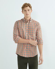 Мужская повседневная клетчатая рубашка с длинными рукавами Mirto, оранжевый
