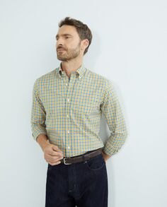 Мужская повседневная клетчатая рубашка с длинными рукавами Mirto, горчичный