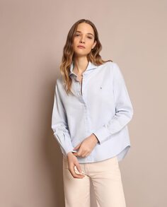 Женская рубашка с длинными рукавами и вышитым логотипом бренда Scalpers, синий