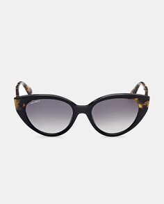 Черные солнцезащитные очки «кошачий глаз» из ацетата с контрастными дужками MAX&amp;Co., черный