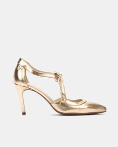 Женские кожаные туфли с острым носком и каблуком-шпилькой Martinelli, золотой