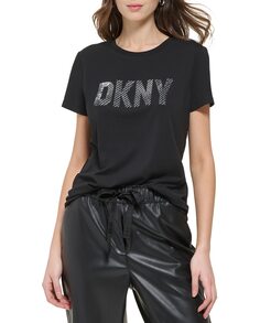 Женская черная футболка с короткими рукавами DKNY, черный