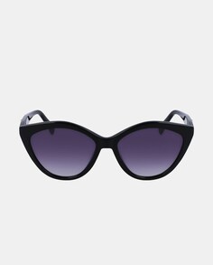 Черные женские солнцезащитные очки «кошачий глаз» с металлическими деталями Longchamp, черный