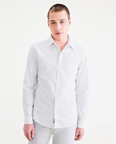 Мужская рубашка приталенного кроя с длинными рукавами и микропринтом. Нагрудный карман Dockers, белый