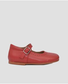 Однотонные красные кожаные туфли Мэри Джейн для девочек с пряжкой Mr. Mac Shoes, красный