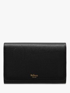 Кошелек Mulberry Continental, маленький классический, из натуральной кожи, средний французский кошелек, черный