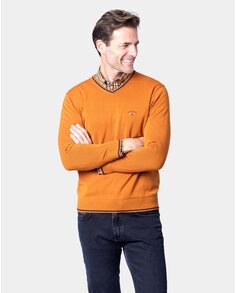 Мужской оранжевый свитер с v-образным вырезом Spagnolo, оранжевый