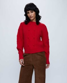 Женский свитер косой вязки с круглым вырезом Wild Pony, красный