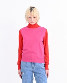 Женский двухцветный свитер с высоким воротником Lili Sidonio, фуксия