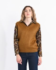 Женский свитер без рукавов из искусственного меха Lili Sidonio, коричневый