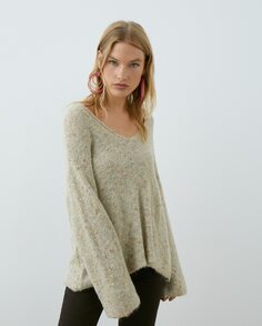 Женский свитер с V-образным вырезом Southern Cotton, бежевый