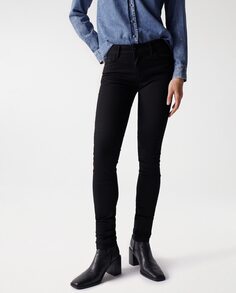 Женские джинсы скинни пуш-ап Wonder среднего цвета трио Salsa Jeans, черный