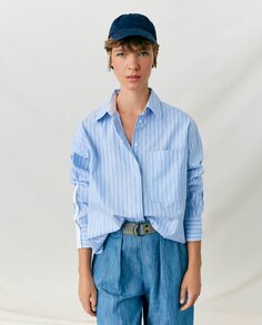 Женская рубашка оверсайз с длинными рукавами Maksu, синий
