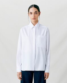 Женская рубашка в стиле оверсайз с передним карманом Maksu, белый