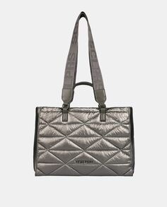 Стеганая нейлоновая сумка-шоппер NY цвета серого металлика Scalpers, серый