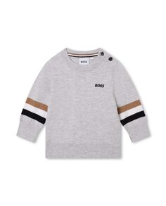 Серый свитер с длинными рукавами для мальчика BOSS Kidswear, светло-серый