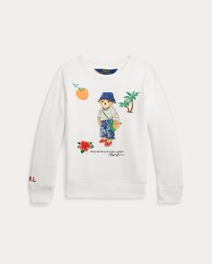 Белый свитер для девочки с мишкой-поло Polo Ralph Lauren, белый