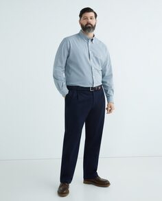 Мужские китайские брюки с двумя складками, больших размеров Dustin, темно-синий