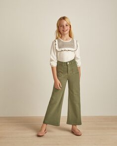 Длинные джинсы для девочки с широкими штанинами Coconut El Corte Inglés, зеленый