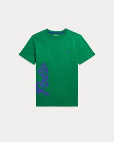 Зеленая футболка для мальчика с надписью POLO сбоку Polo Ralph Lauren, зеленый